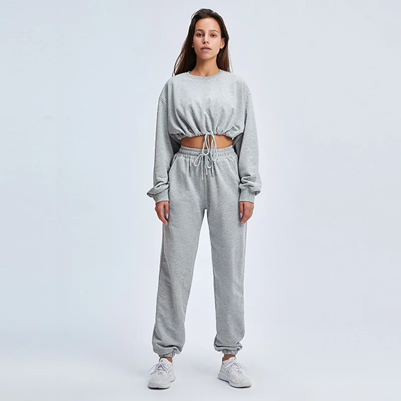 Женский спортивный костюм модный спортивный костюм, топ с длинными рукавами и в комплекте с бесшовными леггинсами для занятий йогой, костюм комплекты одежды из двух частей костюм для йоги