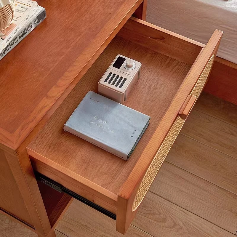 Vintage Rattan Bedside Table Minimalist Bedside Table