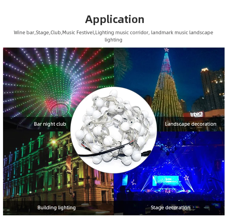 Showjockey Wholesale 30mm 60mm 120mm DMX Pixel Lighted Balls 3D RGB LED Ball String Light