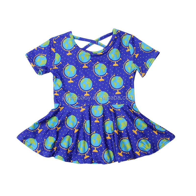 Fast shipping girl t-shirt short sleeve ruffled hem schoolbag alarm clock printing summer t-shirt