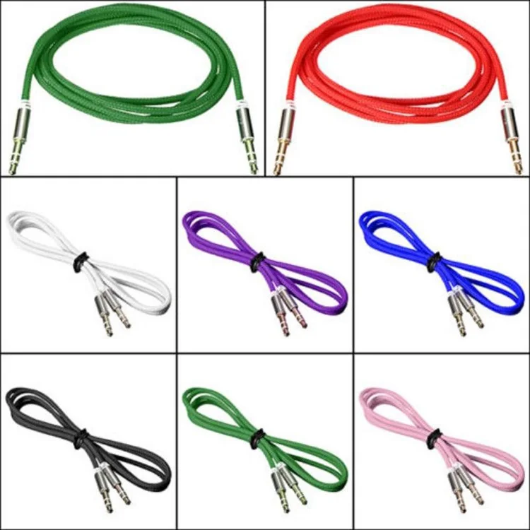 1m 3.5mm Nylon Braided Aux Cable Male to Male Jack Plug Cord Car Audio Cable Speaker Line for Auto Speaker Xiaomi Huawei Phone