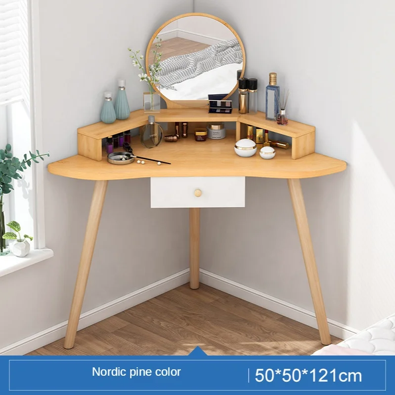 
Nordic corner dressing table bedroom modern minimalist small apartment dressing table multi-function dressing table storage 