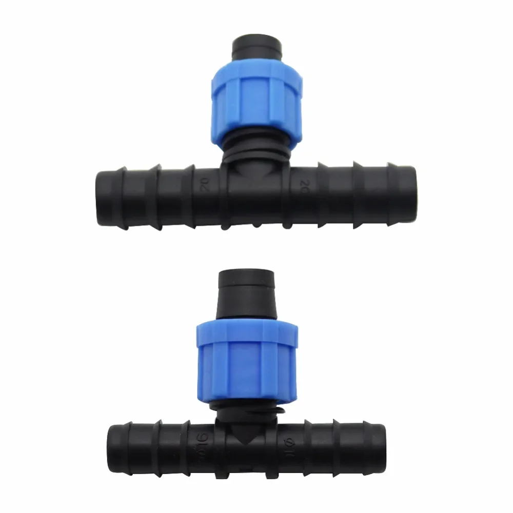 DN16 DN20 Barbed Reducing Tee Connector Drip Irrigation System Fittings PVC Pipe irrigation Drip Tape Connectors