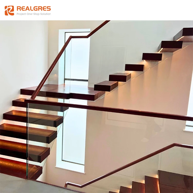 Realgres luxurious stairs home stairs interior modern wooden stair design