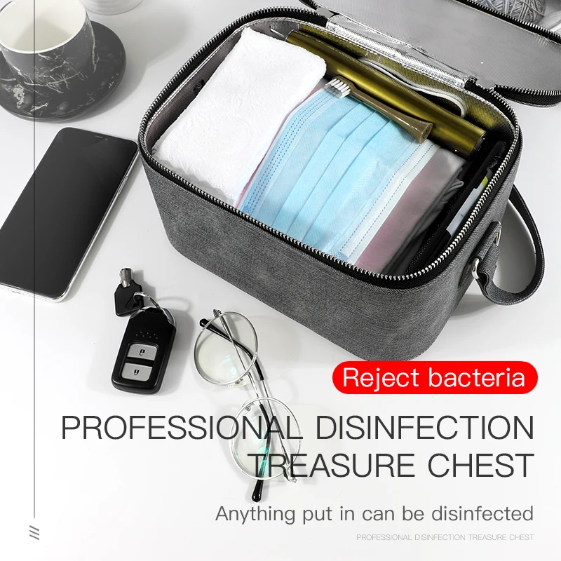 
Epidemic prevention LED Light Travel Sanitizer Cell Phone Underwear Cloth Uvc Sterilizer Box Tote Disinfection Mother bag 
