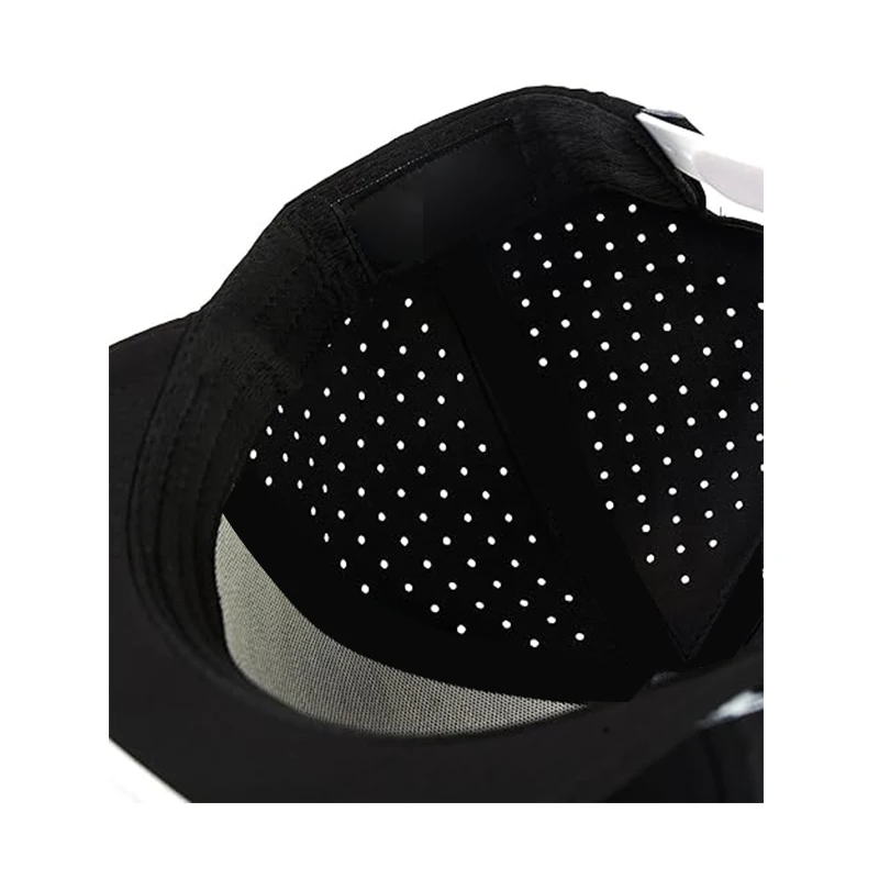 Oem Custom 5 Panel Rubber Patch PVC Logo Baseball Cap,Laser Cut Hole Perforated Golf Hat,Waterproof Surf Sport Rope Dad Gorras