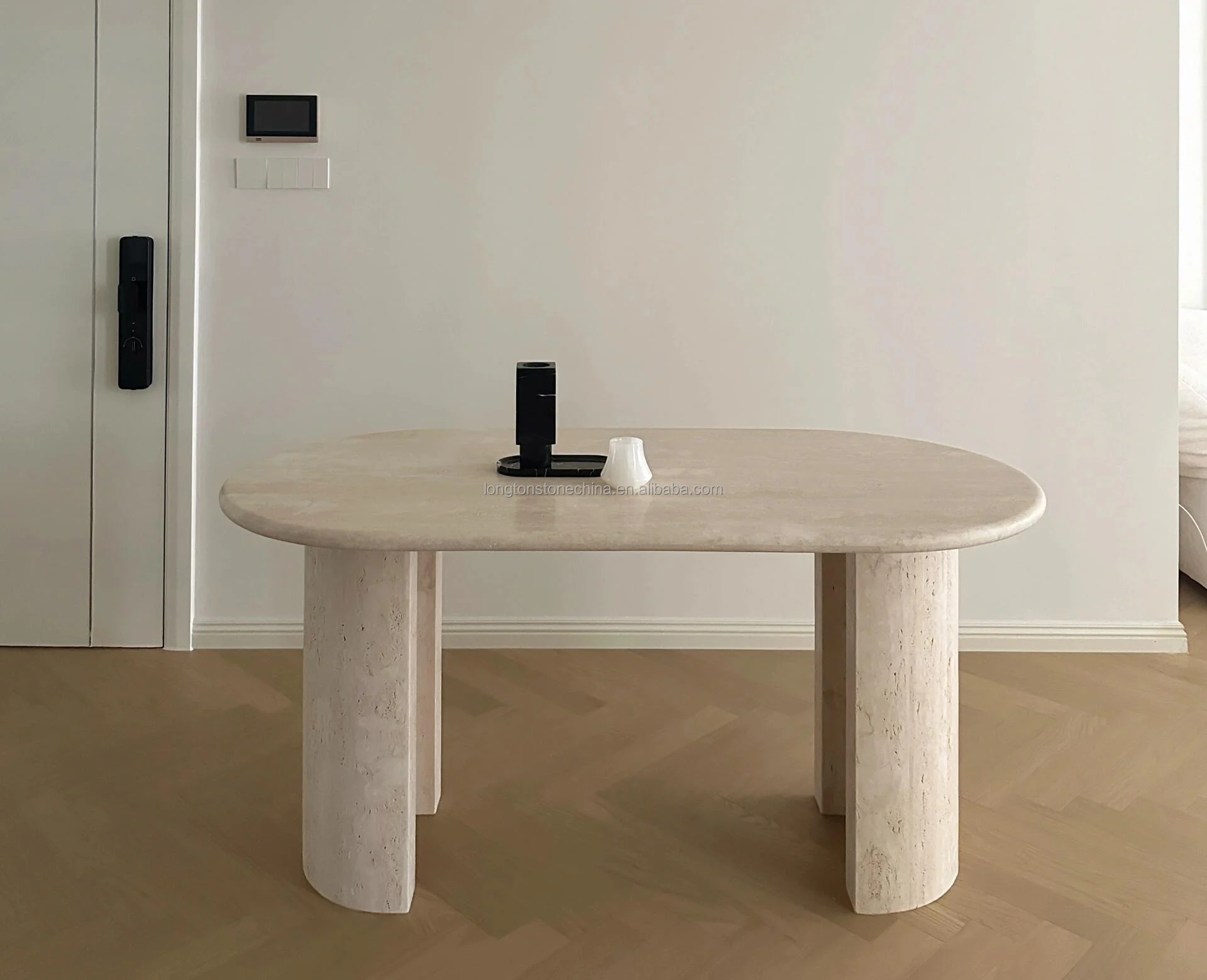 Natural Roma Travertine Dining Table Modern Home Decoration Marble Dining Room Furniture Oval Travertino Dining Table Design