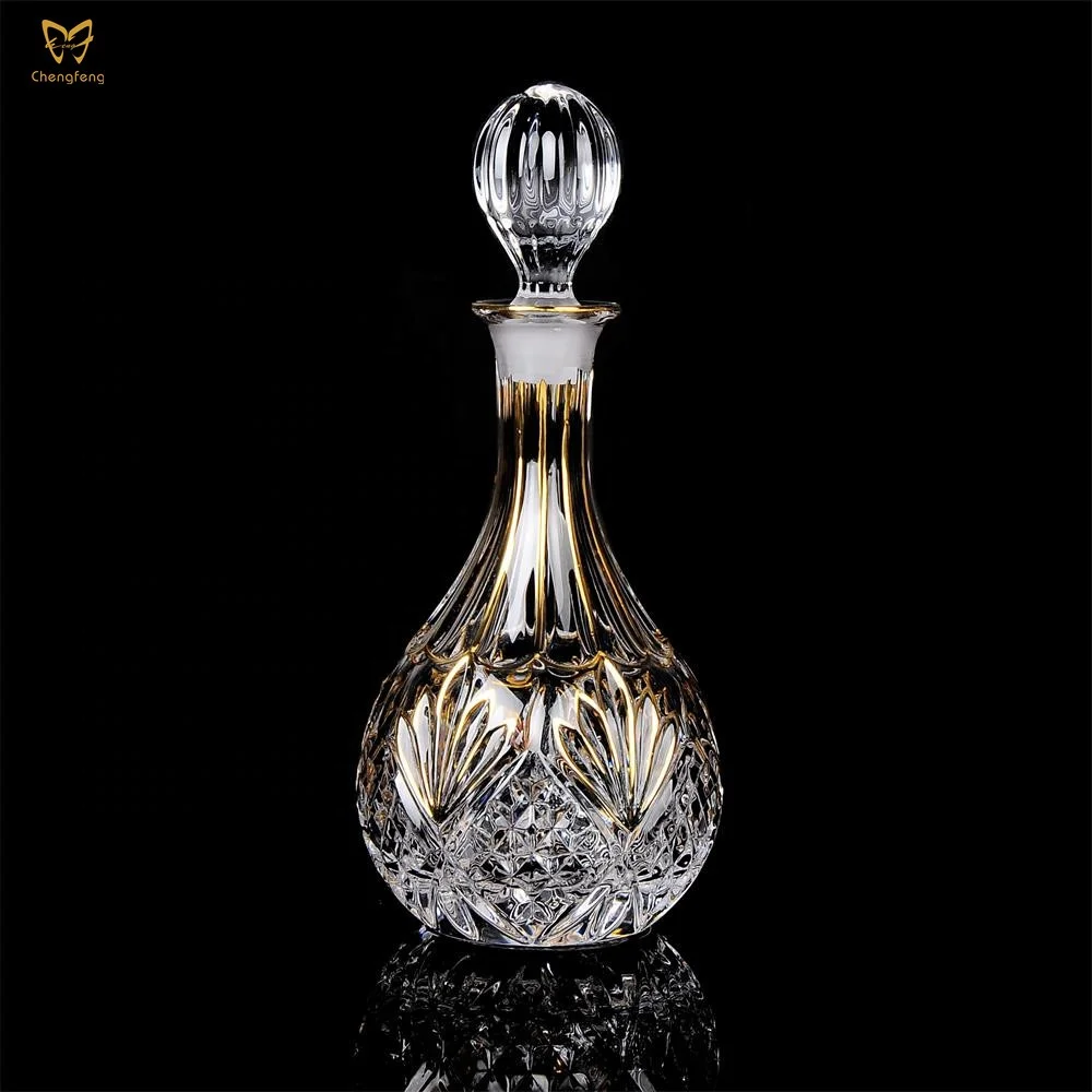 Whisky Glasses Palace Style Trim Engraved Whiskey Glass European Luxury Creative Hand-Print with Gold Rim