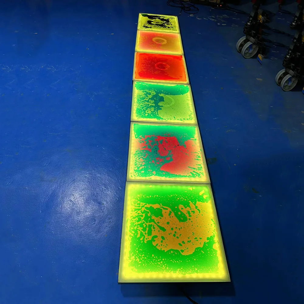 New Design Colorful interactive Led Liquid Tile Light Up Gel Floors Liquid Motion Hexagon Floor Sensory Tiles