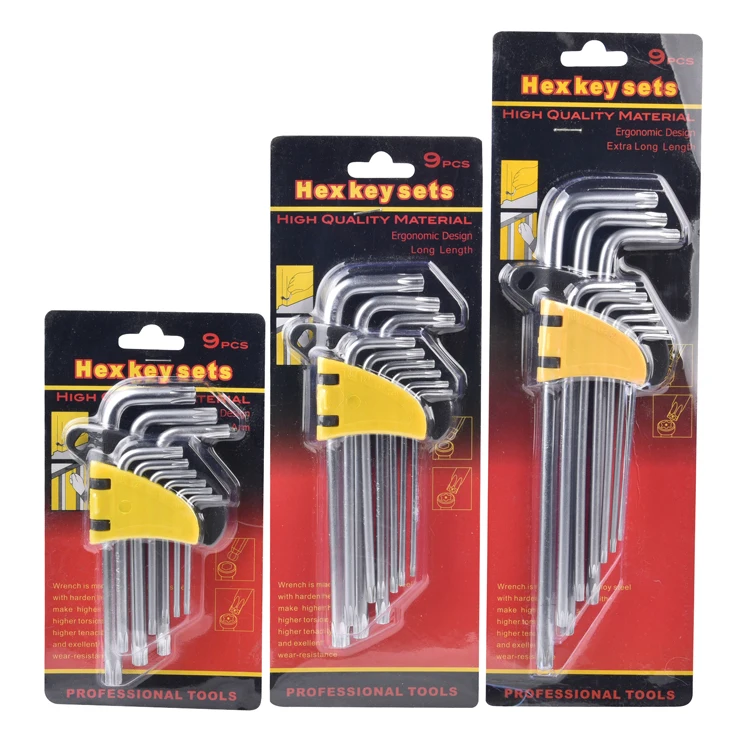 9 pcs manufacturer 4 5 6 8 mm high quality repair tool inch sae metric hardware hand custom torx allen wrenches hex key set