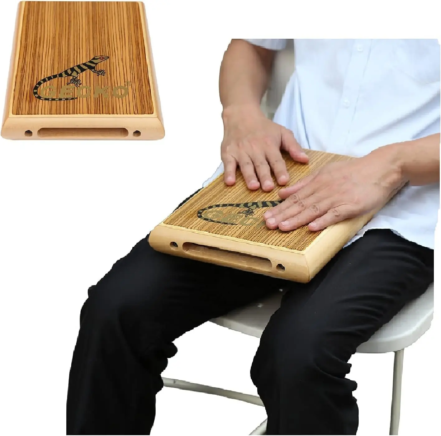 GECKO PAD-2 Cajon box drum OEM customized logo portable Zebra wood birch wood flat travel pad cajon with steel string for trip