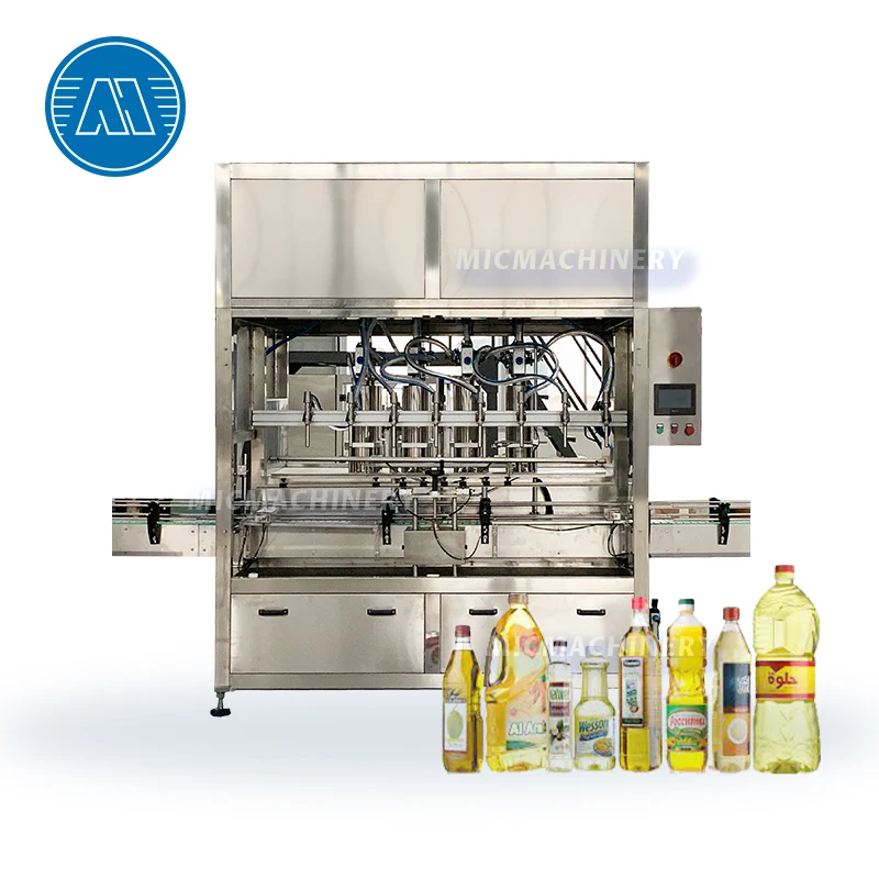 Automatic nozzles plastic glass olive sunflower edible cooking thick oil bottle filling machine