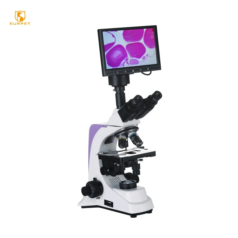 EUR PET Factory Price Medical Lab Optical Biological Binocular Trinocular Microscope With LCD Display