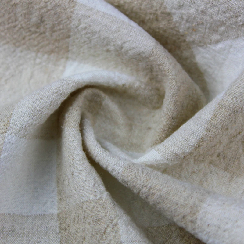 Textiles Linen Cotton Fabric For Curtain Garment Plaid Fabric After Wash Yarn Dyed Crepe Check Fabric for Shirt and Dresses