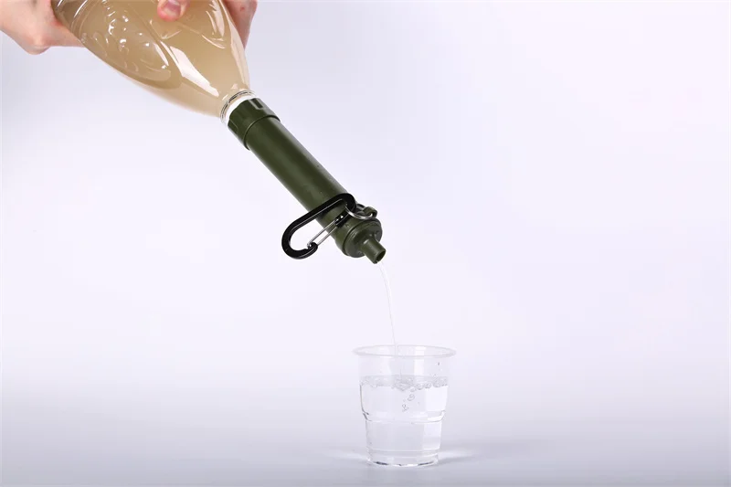 1500L Water Filter Straw Portable Water Purifier with Compass Function for Outdoor Camping Travel Hiking Support Logo