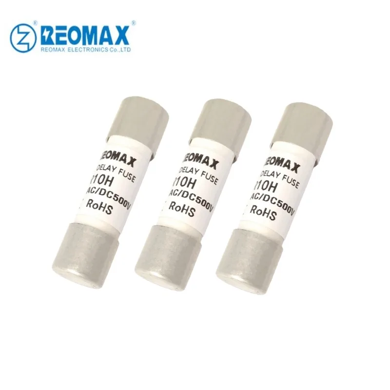 Reomax HV Ceramic Tube Fuse 10*38mm Cylinder Cutout Fuse 500V/600V/700V/750V/850V for EV New Energy Industrial Instrument