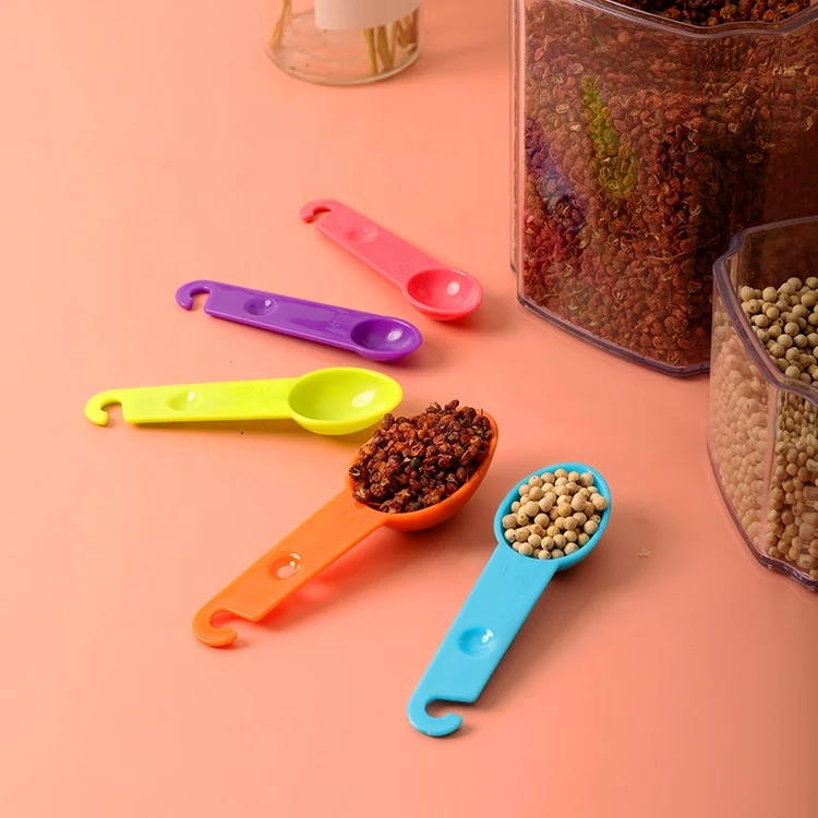 ANJUKE Food Grade Materials Multi Function Plastic Measuring Cups Multi-Color Measuring Spoon Baking Plastic Spoons Set