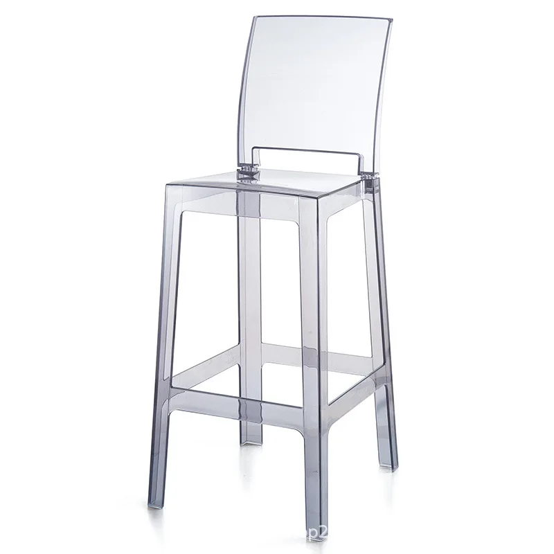 Hot Selling wedding  event Light Gray Square backrest High stool Transparent Acrylic Bar Chair