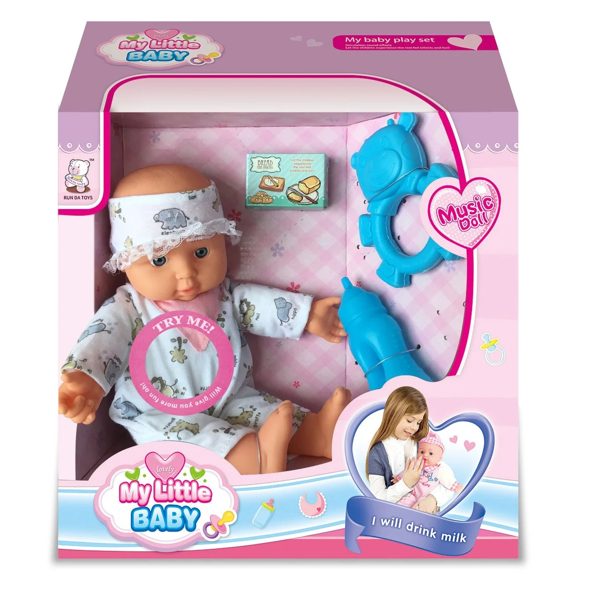 Cute 12 inch musical baby doll play set sound of music dolls with ic
