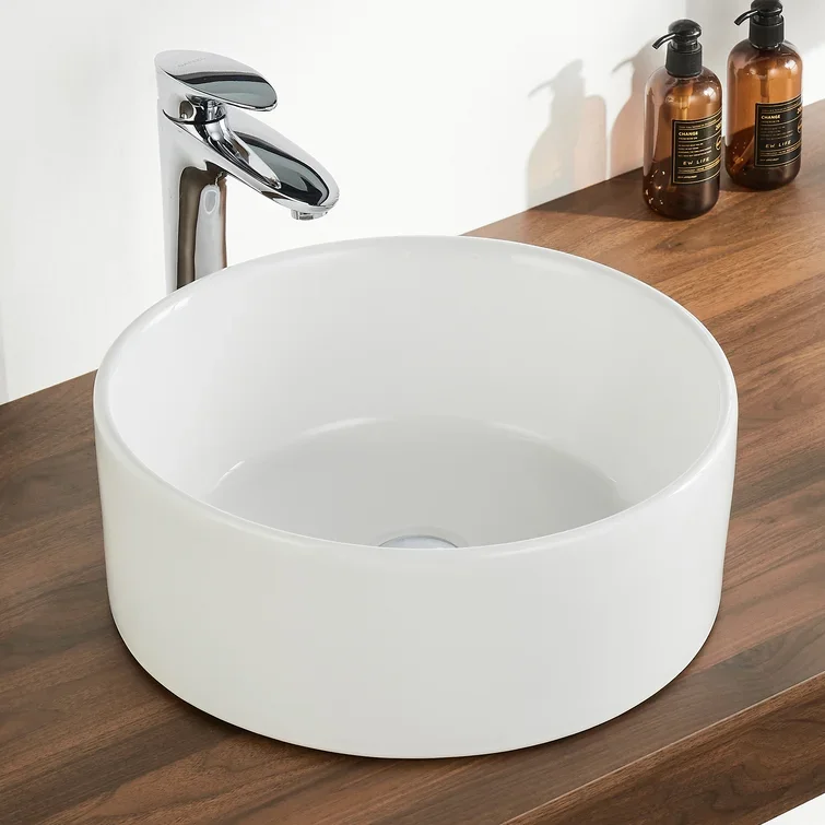 Hot Sale Bathroom Sink Set Round Deep Ceramic Porcelain Wash Basin Countertop Wash Hand Basin