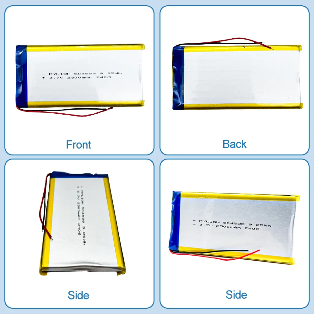 High Rate Mylion Slim Lipo 3.7V 7.4V 11.1V 2500mAh 504588 Mini 3.7V Polymer Battery Lipo Smart Watch Bluetooth Device RC Drones