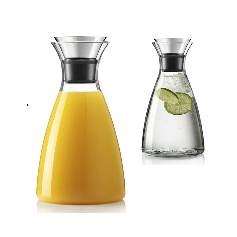 1L Borosilicate Water pitcher with Lid - Glass Pitcher for Hot & Cold Beverages & Fridge - Iced Tea Jug