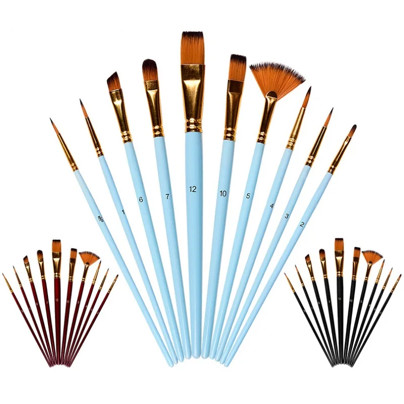 10 Pcs/set Watercolor Gouache Paint Brushes Set