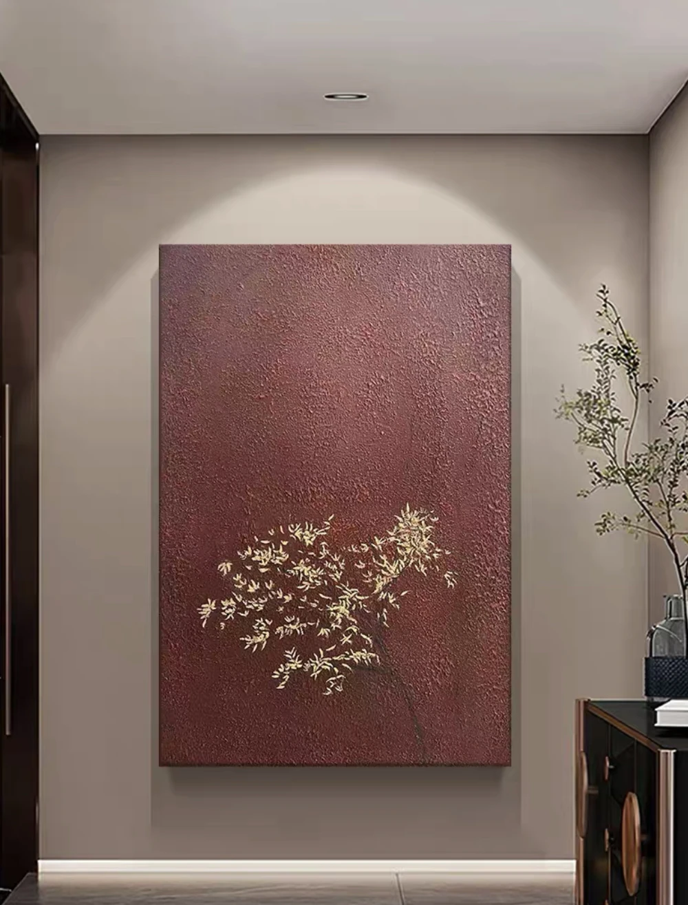 Chinese hand-painted oil painting plant flower  decorative painting hotel mural decorative painting