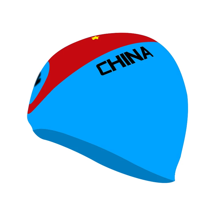 
Custom Cool Front Large Flag competition Silicone Seamless Swimming Cap 