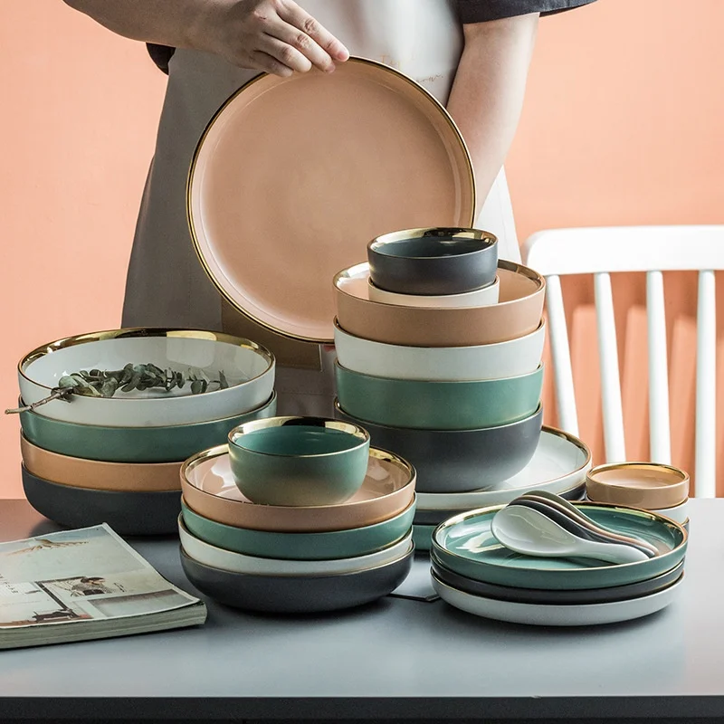 Cheap Price Dinner Set Of Dishes Steak Plate Colored Ceramic Dinner Plate