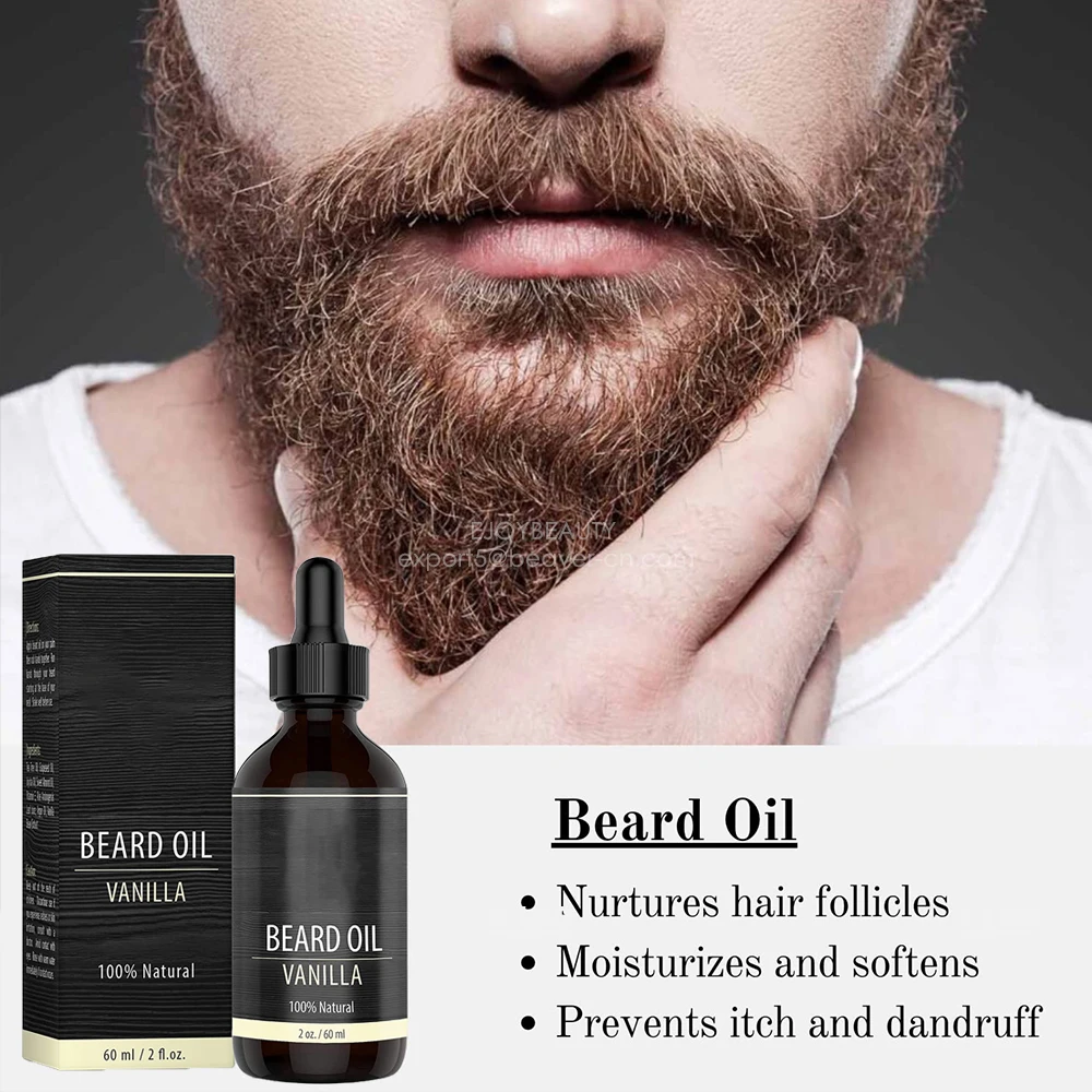 OEM ODM Custom Logo Vegan Hair Care Beard Growth Oil Barber Organic Mens Private Label Beard Oil