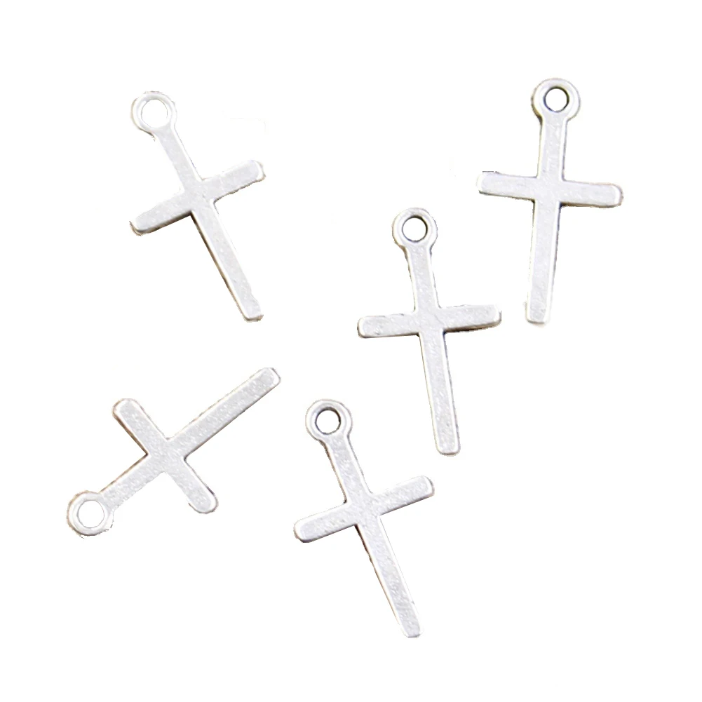 Charms christian cross 9x19mm Handmade Making fit,Vintage Tibetan Silver Color Pendants,DIY For Bracelet Necklace