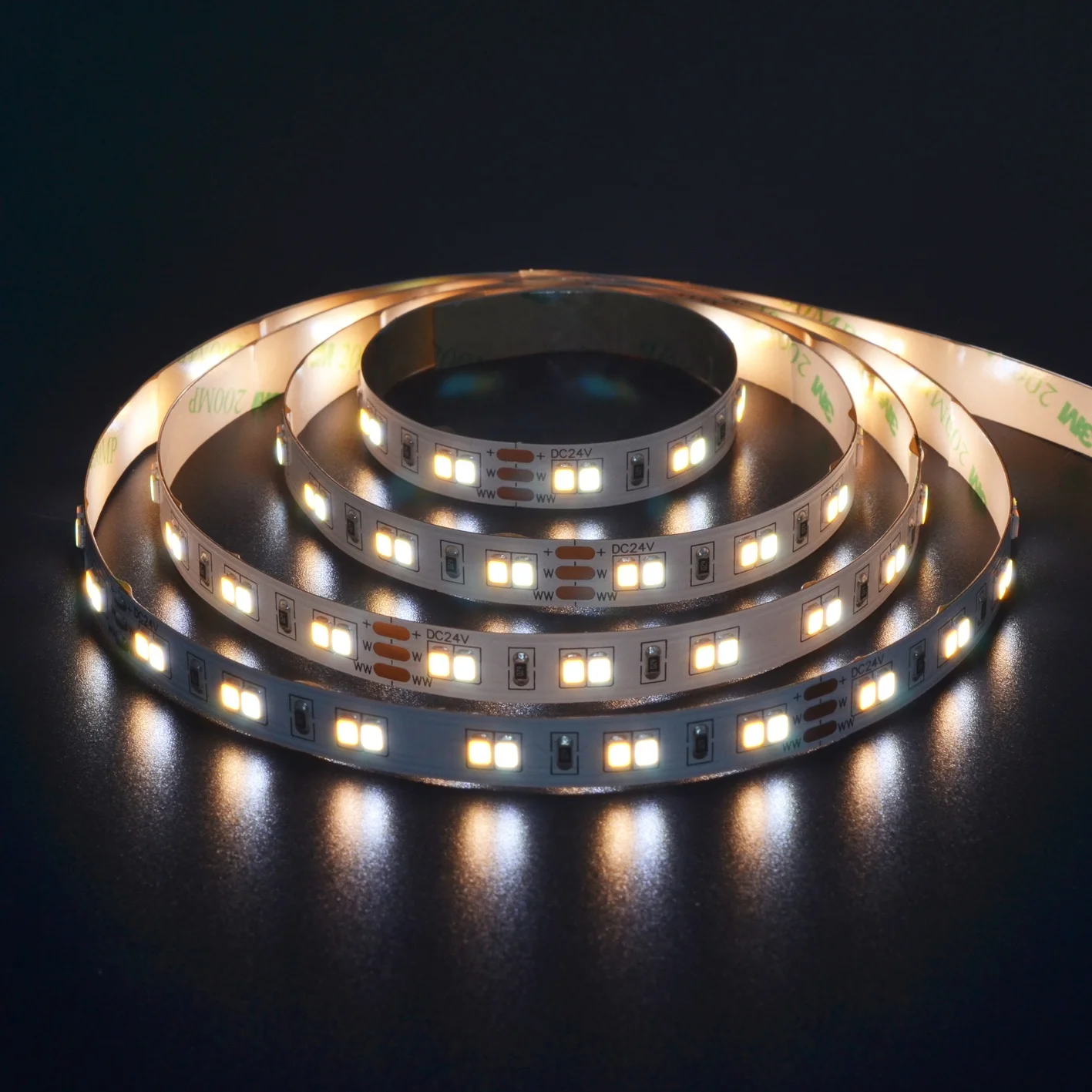 3000K 6000K IP20 12/24V 10mmpcb 120LED Сменные CCT Светодиодная лента двойной цвет 2835 Светодиодные