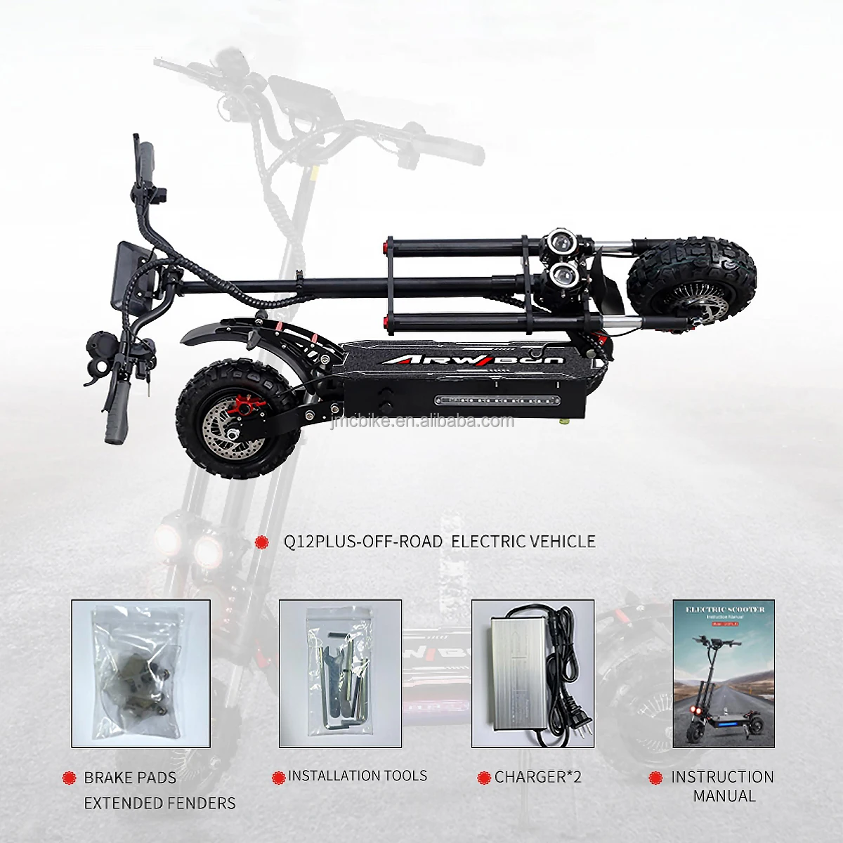 Eu Warehouse 100% Original Big Wheel 2800W*2 38Ah Adult Folding Fat Tire Electric Off Road Scooter