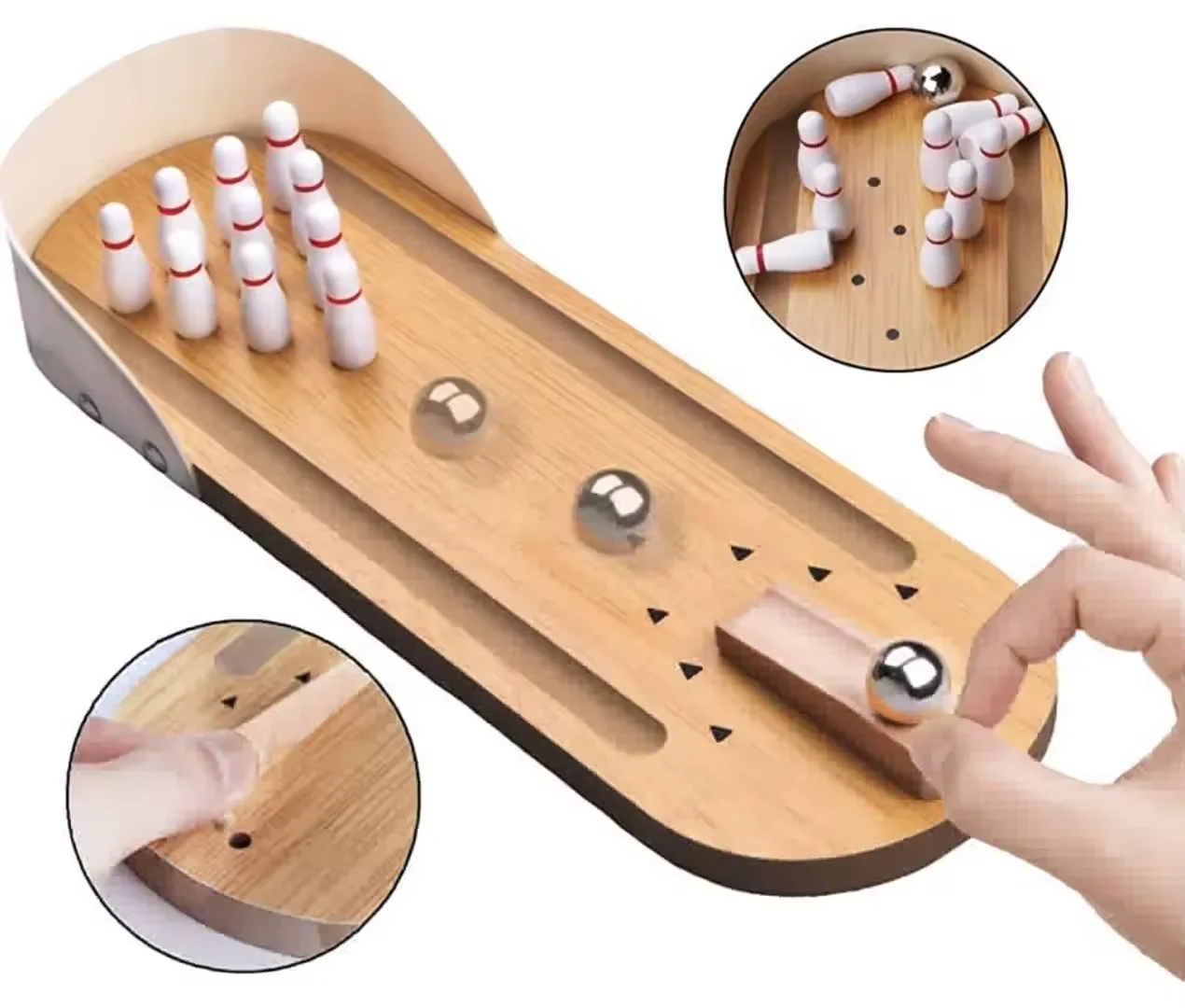 Mini Wooden Bowling Ball Parent-Child Interactive Desk Gaming Board Casual Indoor Toy for Children