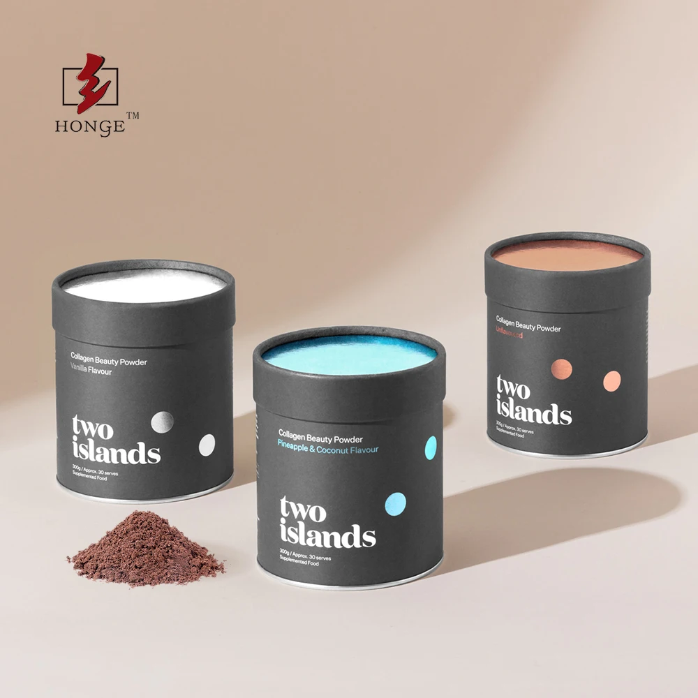 HONGE 2024 Wholesale Custom Paper Tube Packaging Box Metal Lid With Paper Cap Aluminum Foil Paper Inside Food Grade Package Tube