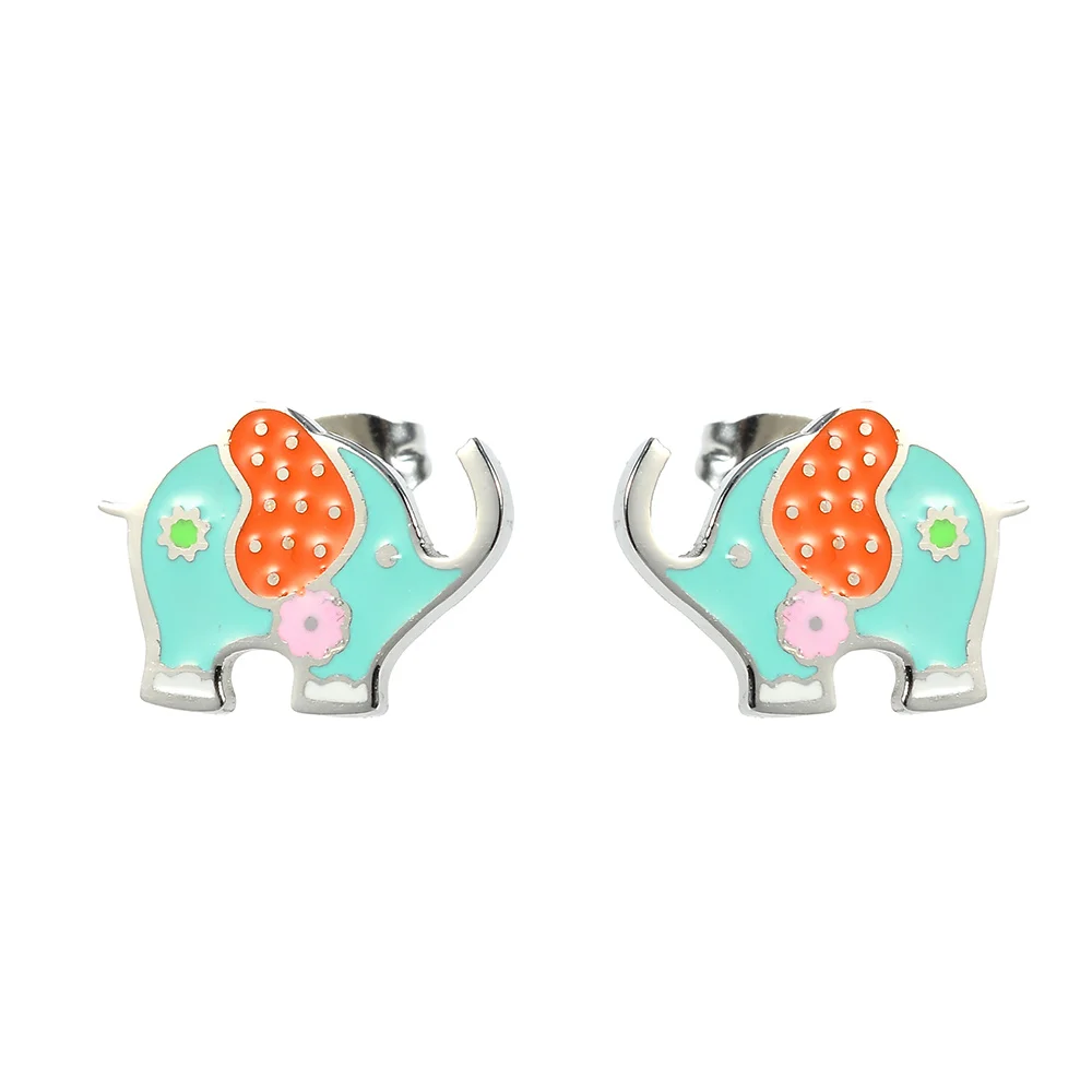Wholesale Price Cartoon Elephant Jewelry Girl Stainless Steel Gold Children Baby Jewelry Set