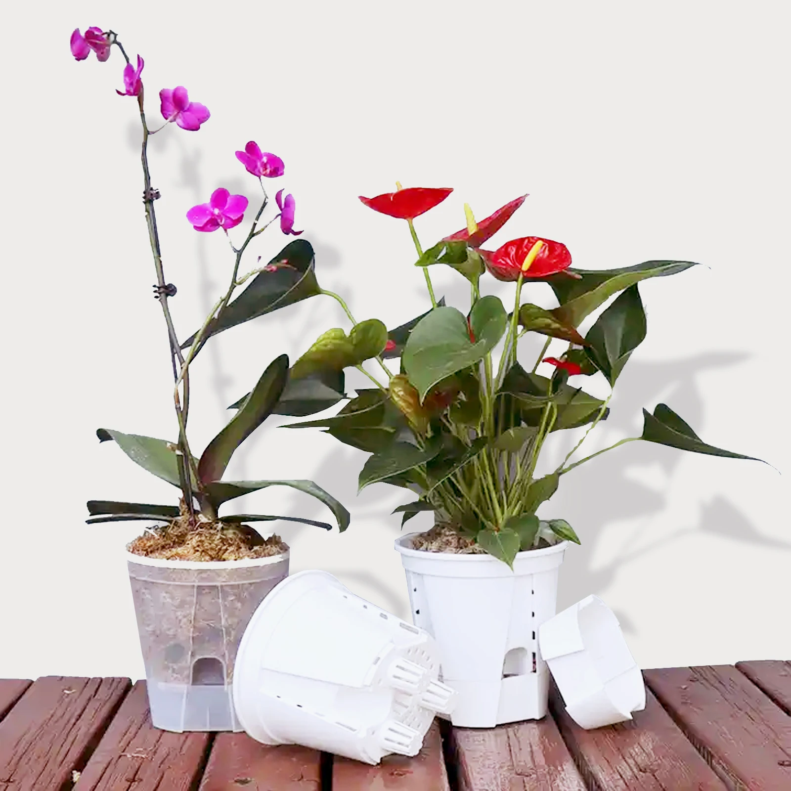 Wholesale Durable Plastic Transparent Orchid Flower Pot Plastic Planter Pots Self Watering Plant  Pots Clear Plastic