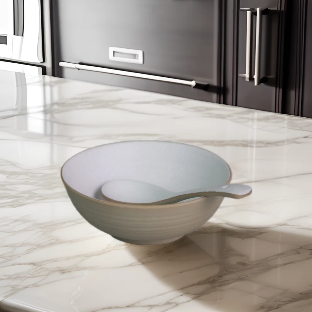 Hotel supplie europe style threaded clay round bowl dessert bowls matte rice soup ceramic bowl