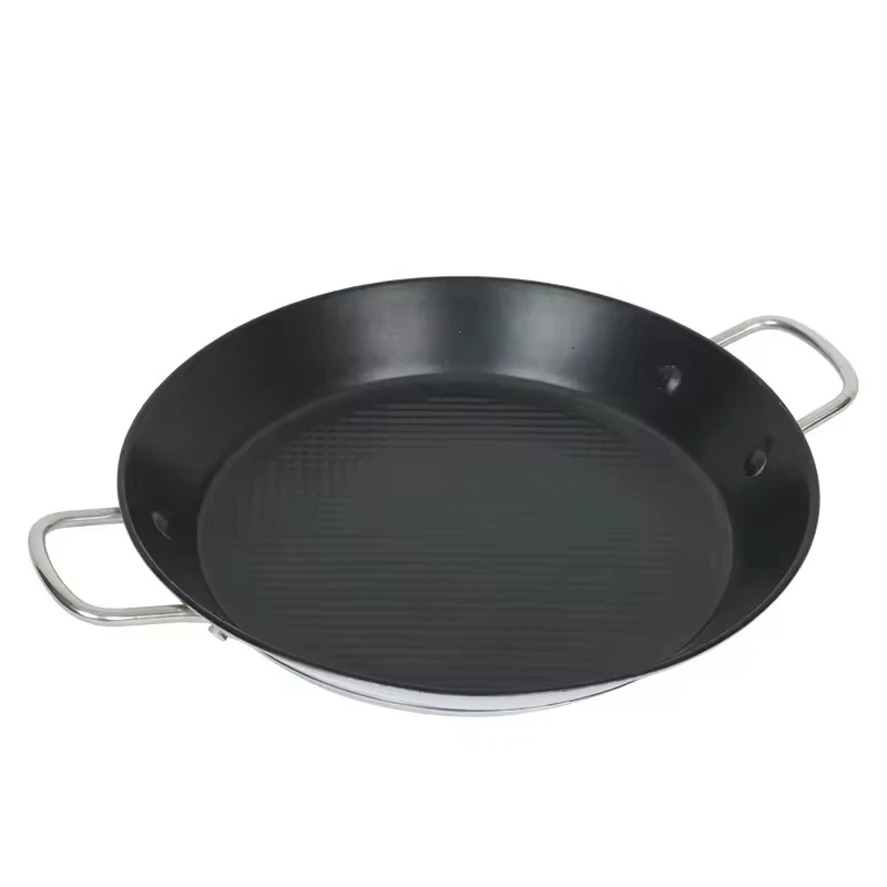 Non Stick Stainless Steel Paella Pan with Wire Handles Sandwich Bottom 2 Servings