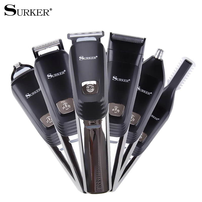 SURKER Intelligent Electric Six in One Haircut Trimming Carving Shaving Hair Clippers
