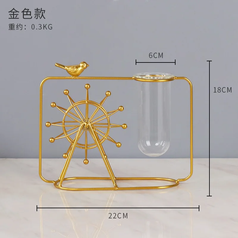 Nordic decor living room desktop ferris wheel home accessories hydroponic ornaments green plant container glass test tube vase