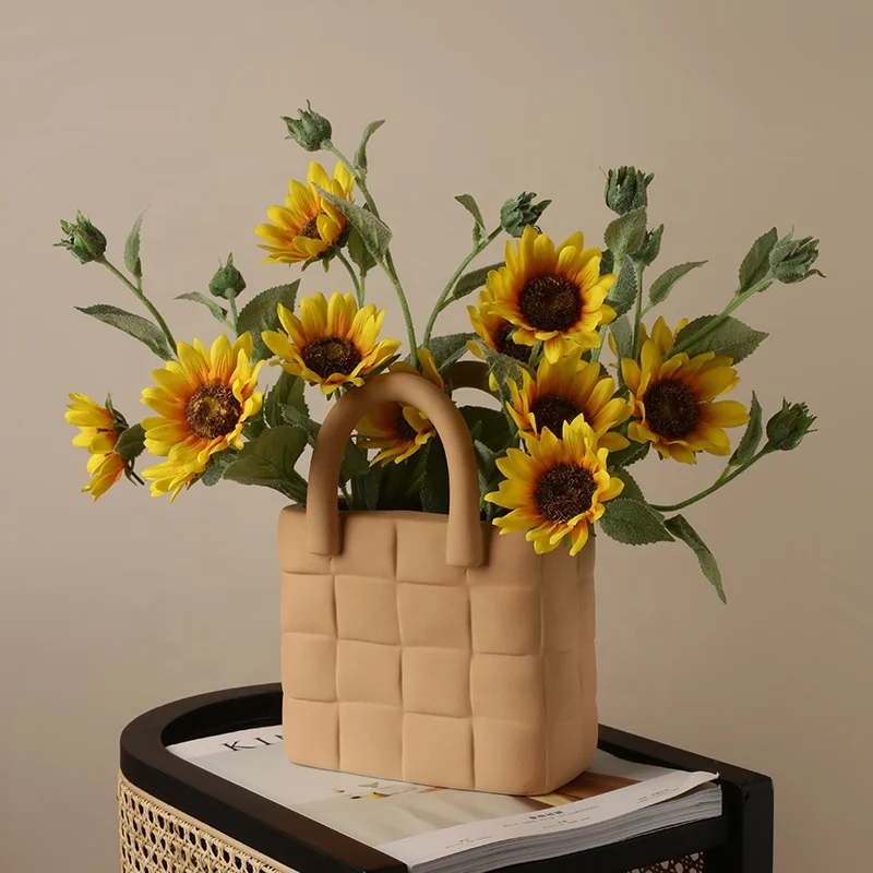 Nordic creative handbags ceramic vases living rooms flower arrangements home decoration ornaments