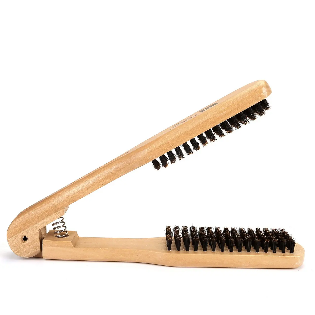 Custom V Shape Solid wood v-splint shape pig bristle splint comb Straightening Hair Brush Wooden Anti-static Dual-Brush Comb