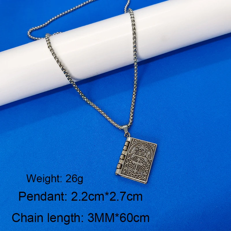 mini bible Religious Book Necklace Openable Prayer Bible Verse christian accessories Bible Book Pendant Necklace for Men Women