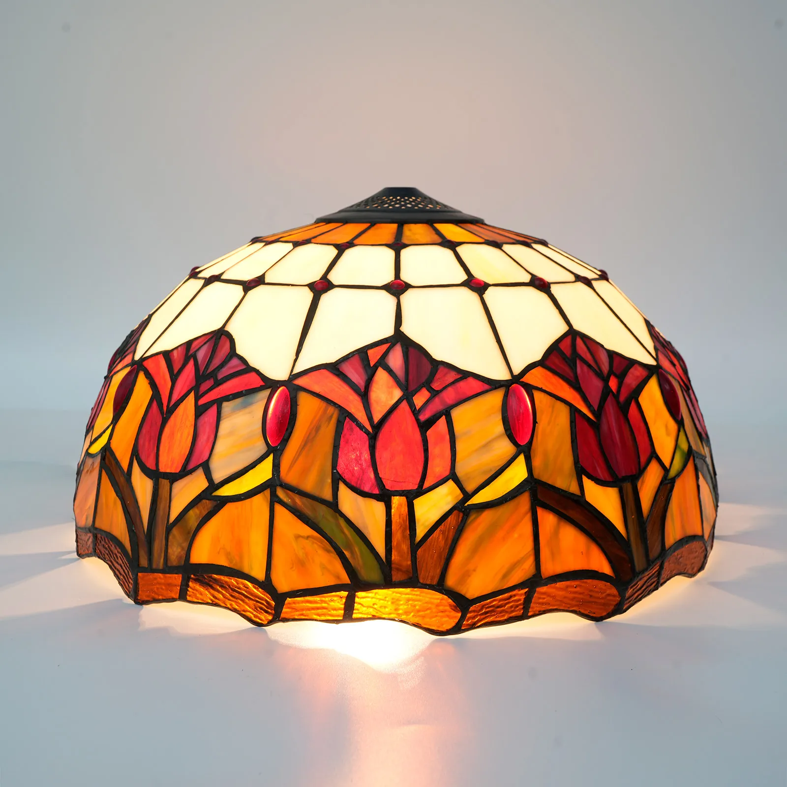 16 Inch Tulip Lampshade Replacement Tiffany Style Floral Stained Glass Lamp Shade for Table Lamp Floor Lights Chandelier