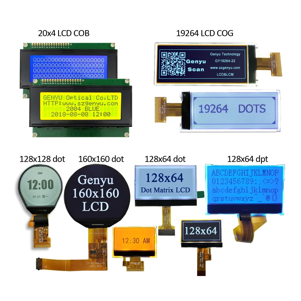 Монохромный COG COB графический символ LCM Stn Fstn параллельный Spi I2C 16x2 20x4 128x32 128x64 модуль ЖК-дисплея