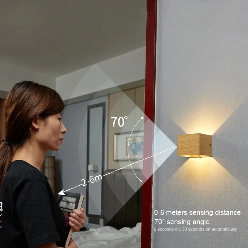 LED rechargeable wall light human body sensor USB cordless wall night lamp for Bedside bedroom Corridor