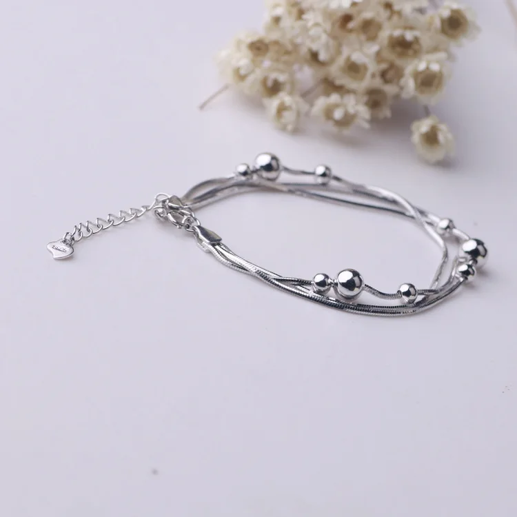 Multi Layer 925 Silver Bracelet Simple Light Luxurious Lucky Beads Charm Bracelet For Women Jewelry Decoration