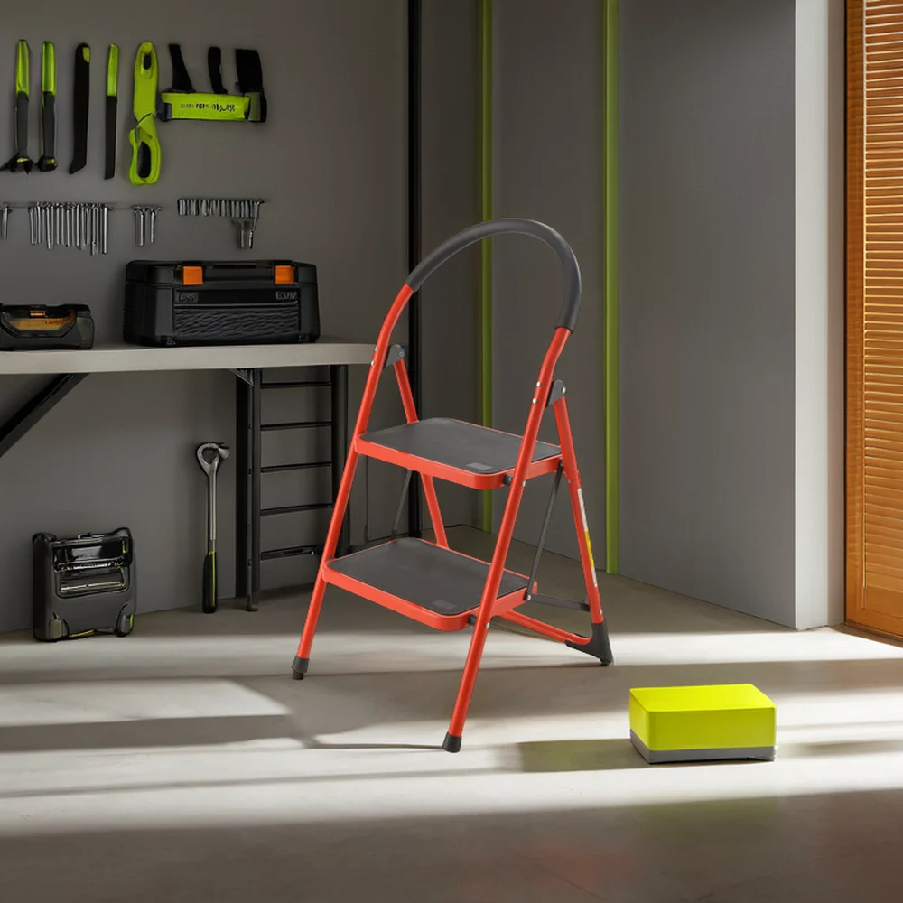 Manufacture 2 Step Ladder Extension Folding Steel Ladder Household Domestic Ladders Wholesale Warehouses